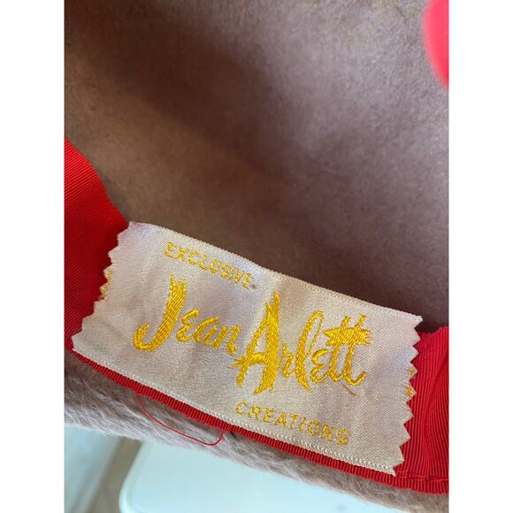 vintage 1960s fuzzy taupe wide brim hat jean arlett tuned up asymmetrical mod - Picture 3 of 7